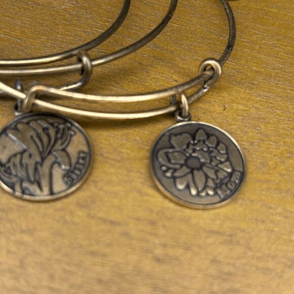 Alex and Ani Bracelet Set of three Mother daughter Sister Floral Gold charm - Picture 2 of 4